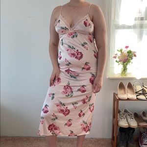 Pink floral slip dress
